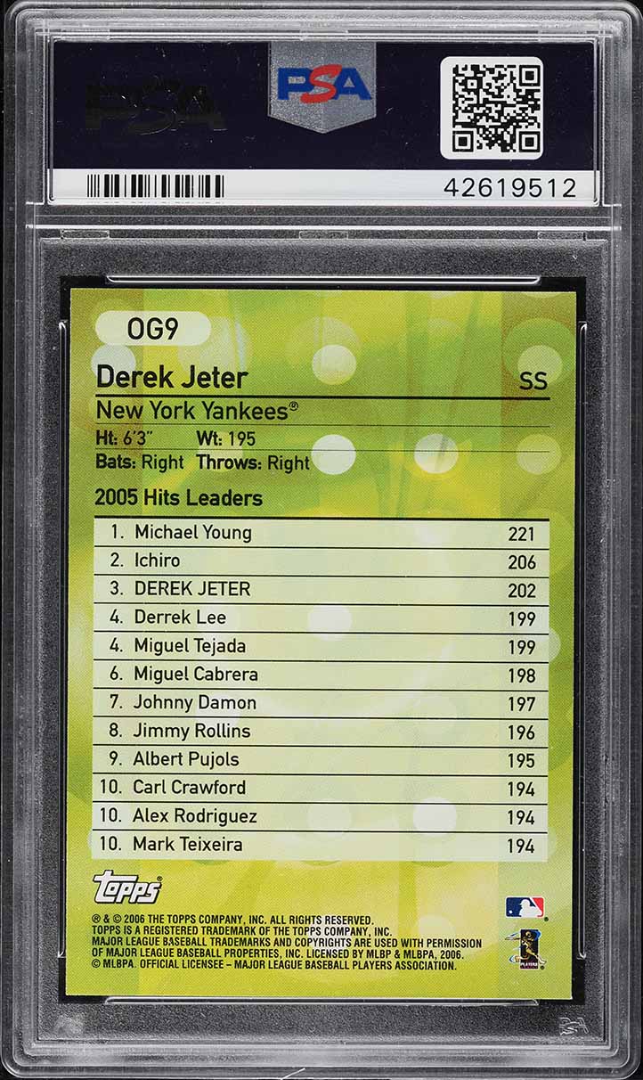 2006 Topps Own The Game Derek Jeter #OG9 PSA 10 GEM MINT