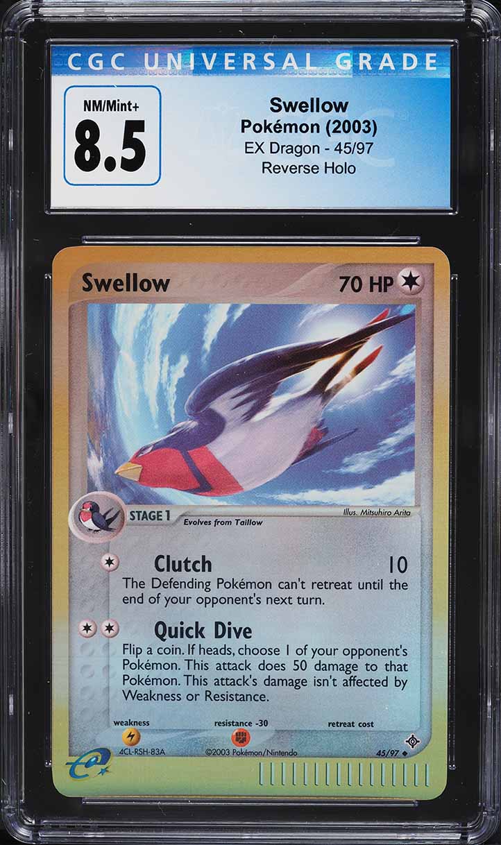 2003 Pokemon EX Dragon Reverse Holo Swellow #45 CGC 8.5 NM-MT+