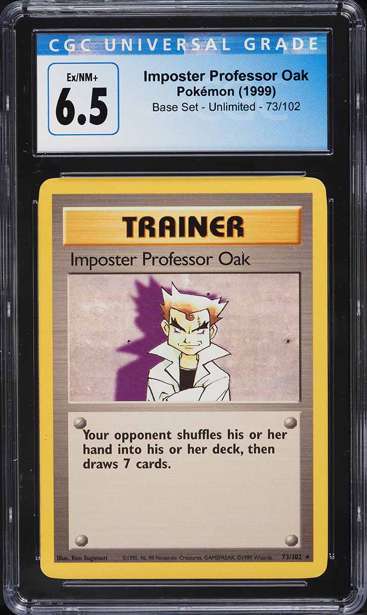 1999 Pokemon Base Set Shadowless Impostor Professor Oak #73 PSA 9