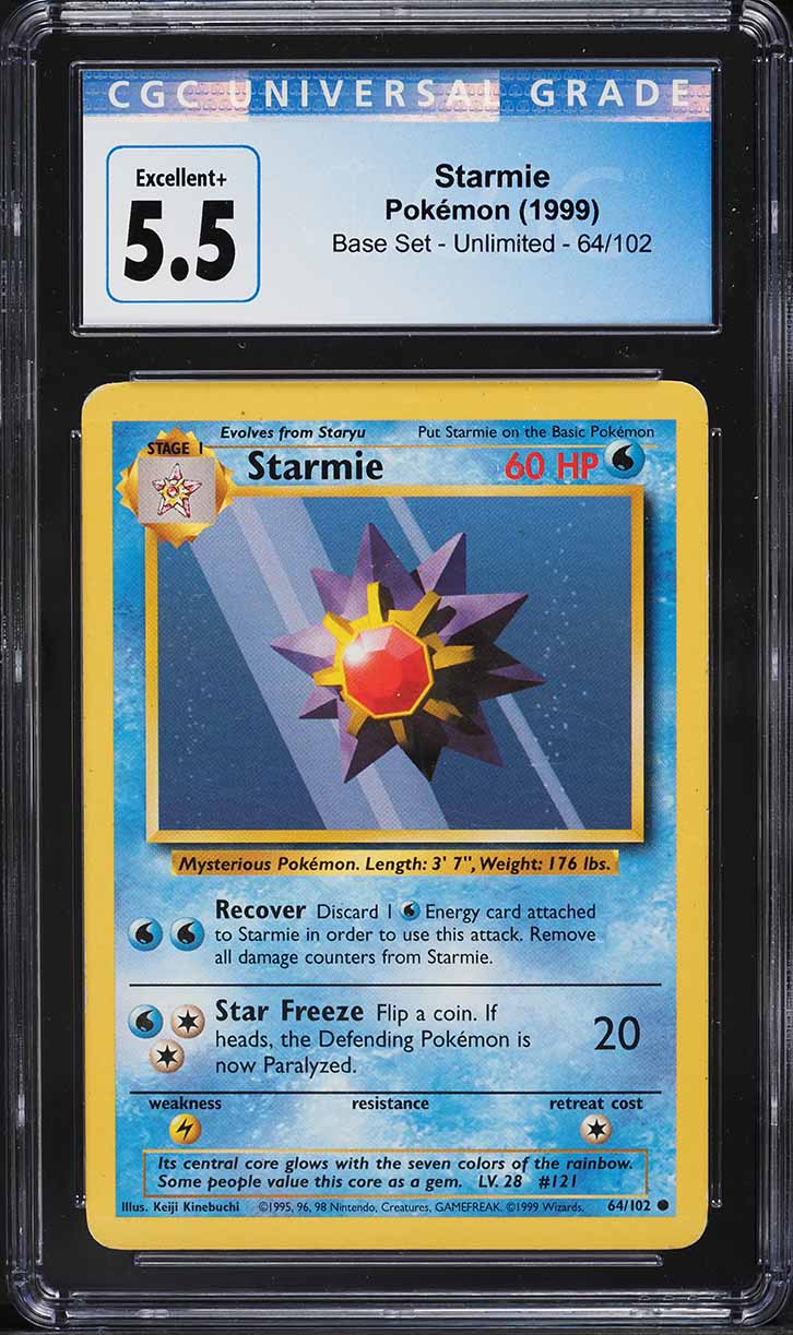 1999 Pokemon Base Set Shadowless 1st Edition Starmie #64 CGC 9.5 MINT+ on  Fanatics Collect