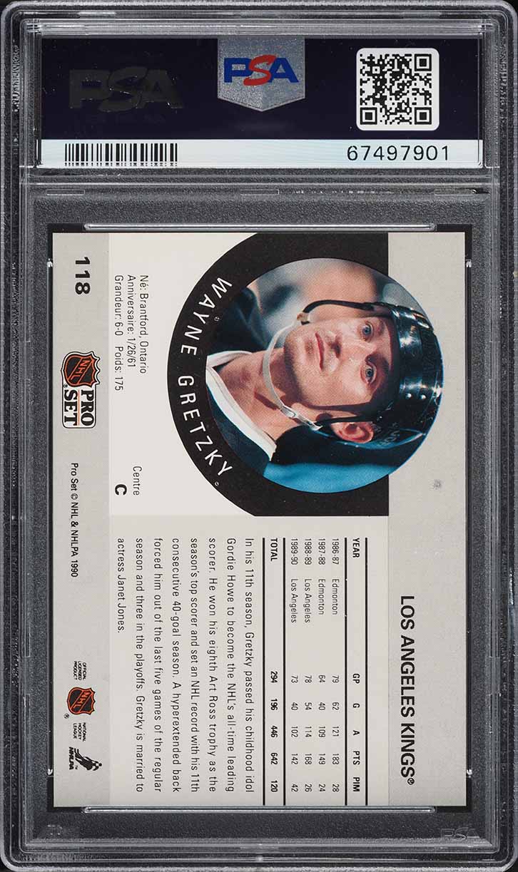 1990 Pro Set Hockey Wayne Gretzky #118 PSA 8 NM-MT