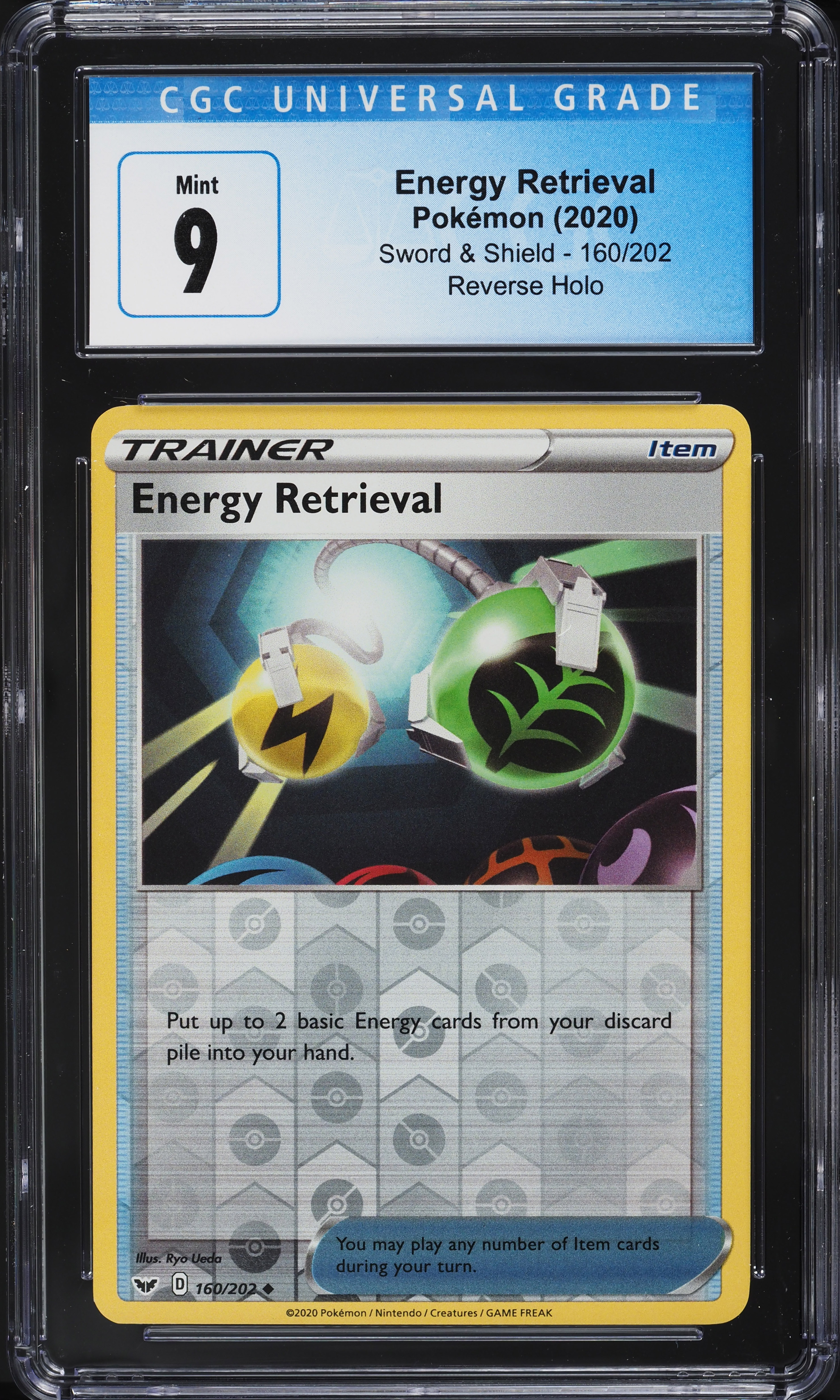 2020 Pokemon Sword & Shield Reverse Holo Energy Retrieval #160 CGC 9 MINT on Fanatics Collect 2020 Pokemon Sword & Shield Reverse Holo Energy Retrieval #160 CGC 9 MINT on Fanatics Collect
