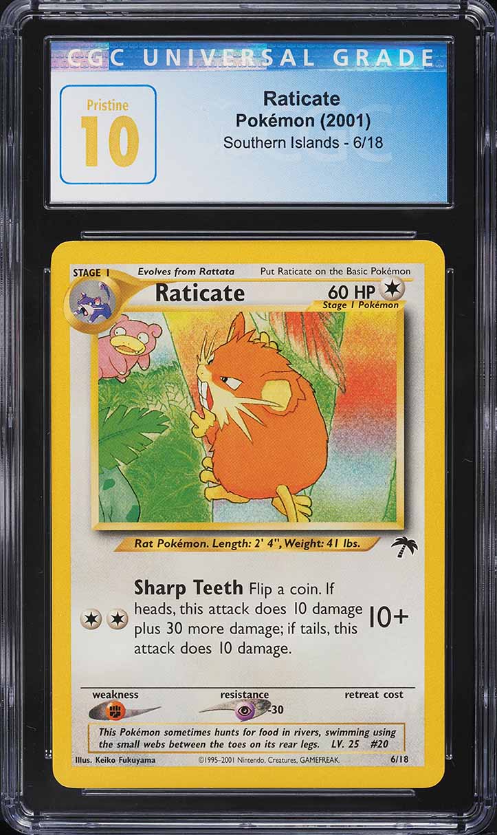 2001 Pokemon Southern Islands Raticate #6 CGC 10 PRISTINE