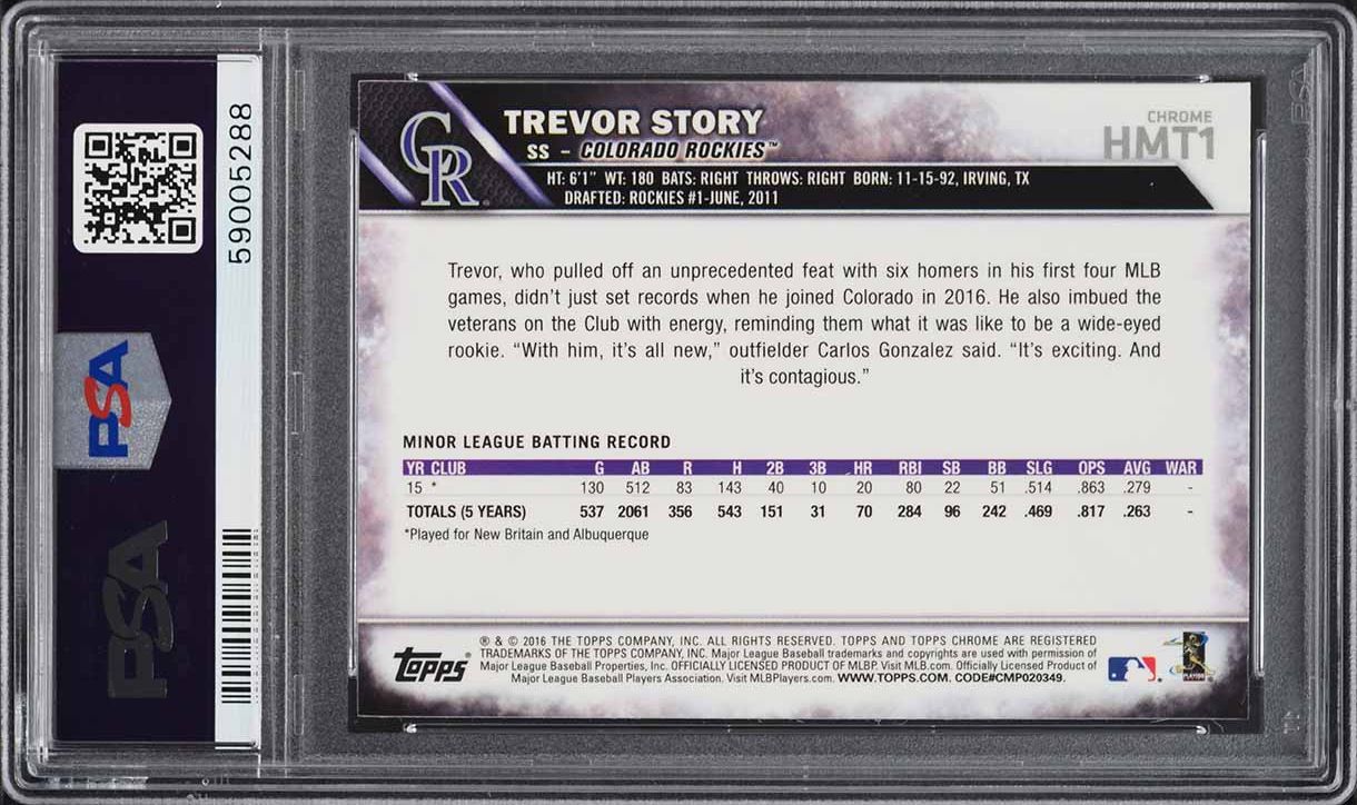 2016 Topps Chrome Update Trevor Story ROOKIE #HMT1 PSA 10 GEM MINT