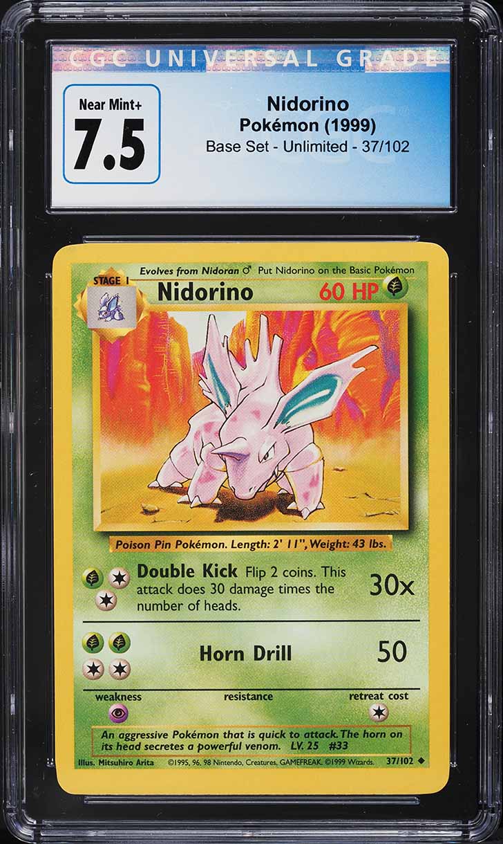 1995 nidorino pokemon card value Pokemon TCG Nidorino 37/102 Base Set Shadowless
