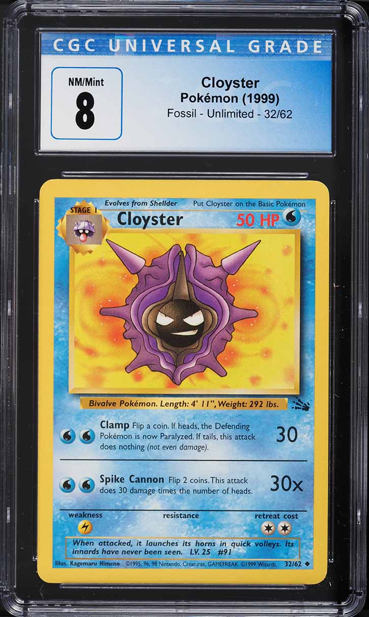 1999 Pokemon Fossil Cloyster #32 CGC 8 NM-MT