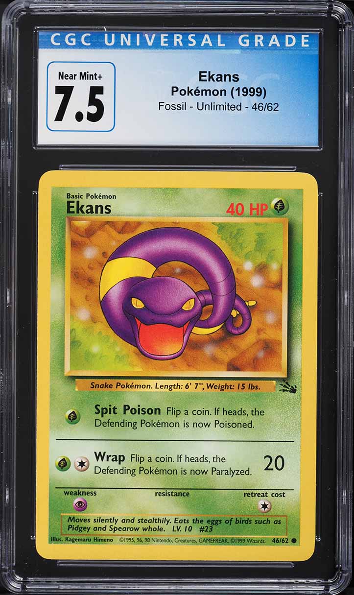 1999 Pokemon Fossil Ekans #46 CGC 7.5 NRMT+