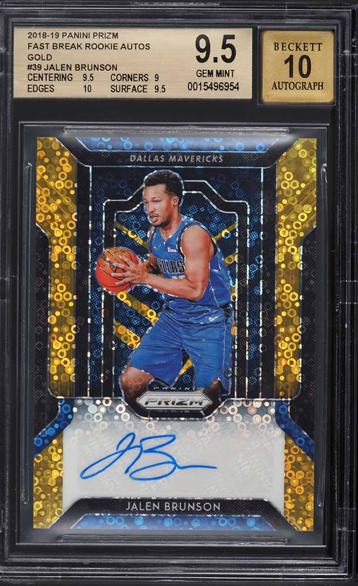 2018 Panini Prizm Fast Break Gold Jalen Brunson ROOKIE AUTO /10 BGS 9.5 GEM MINT