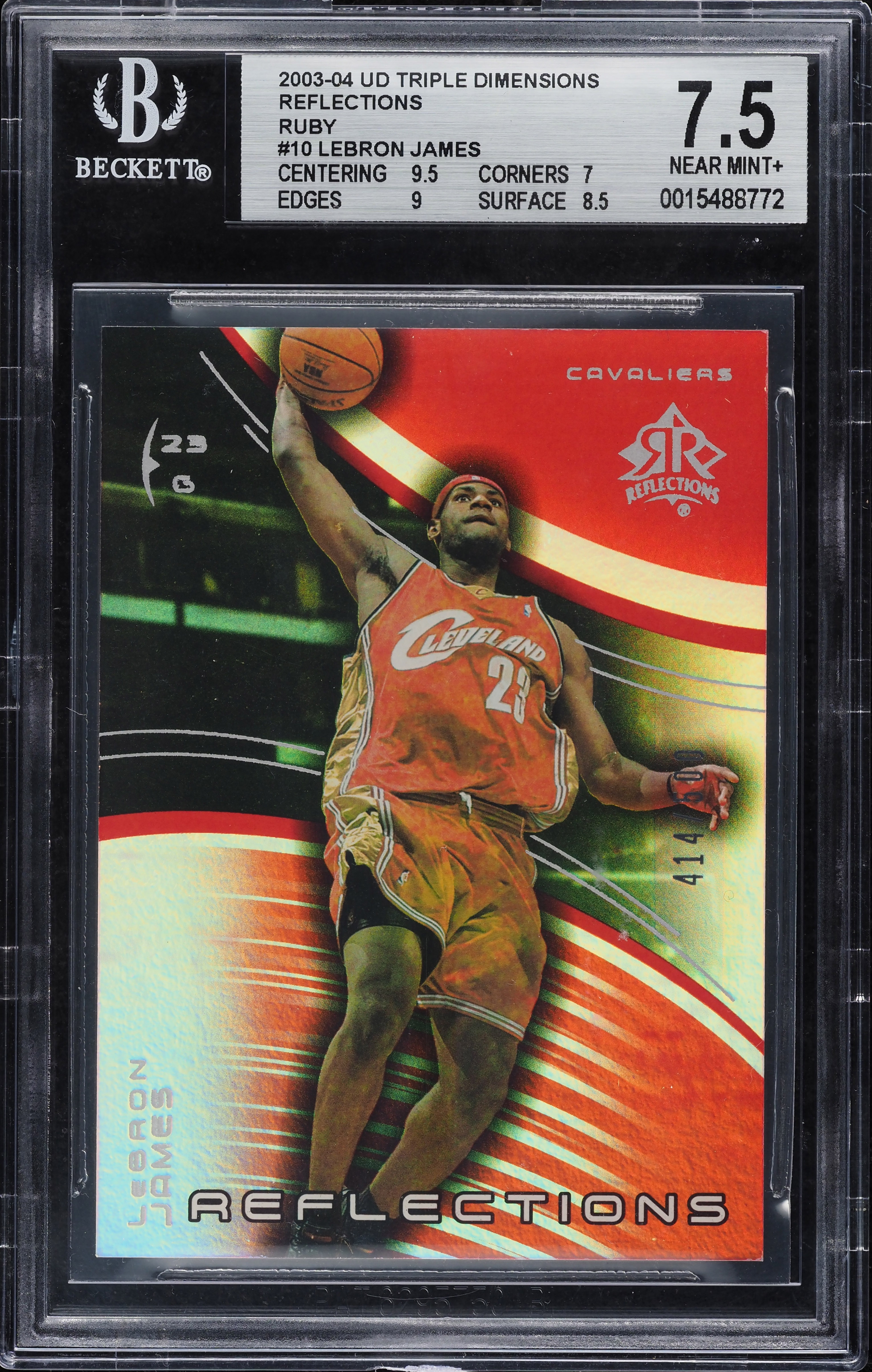 2003 UD Triple Dimensions Reflections Ruby LeBron James ROOKIE