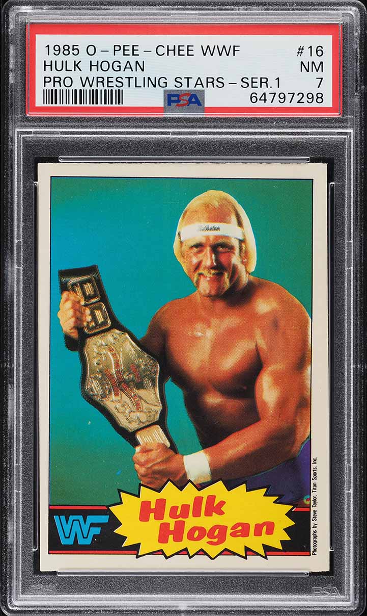 1985 O-Pee-Chee WWF Wrestling Hulk Hogan #16 PSA 7 NRMT on Fanatics Collect, image size:721x1208