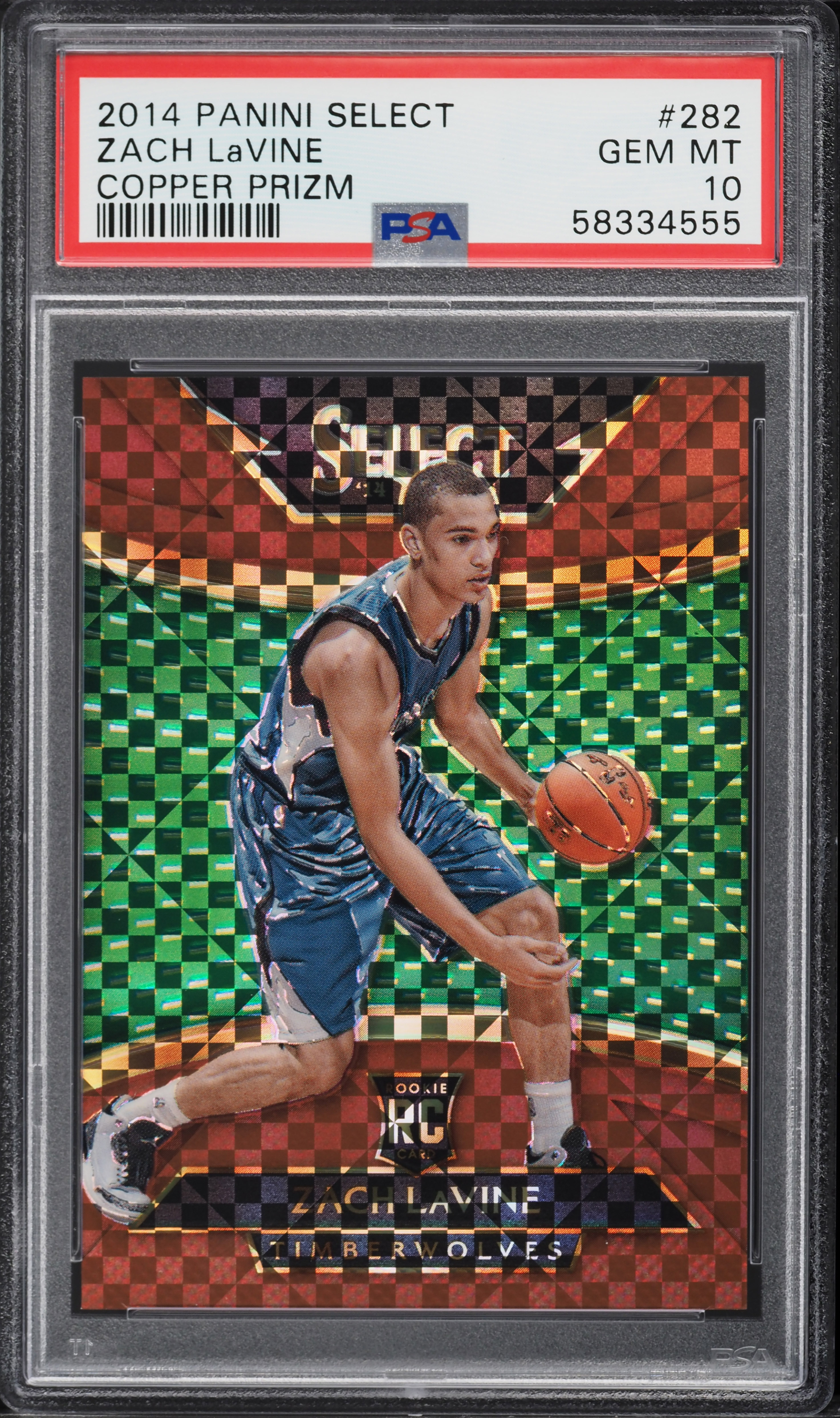 2014 Select Courtside Copper Prizm Zach LaVine ROOKIE /49 #282 PSA