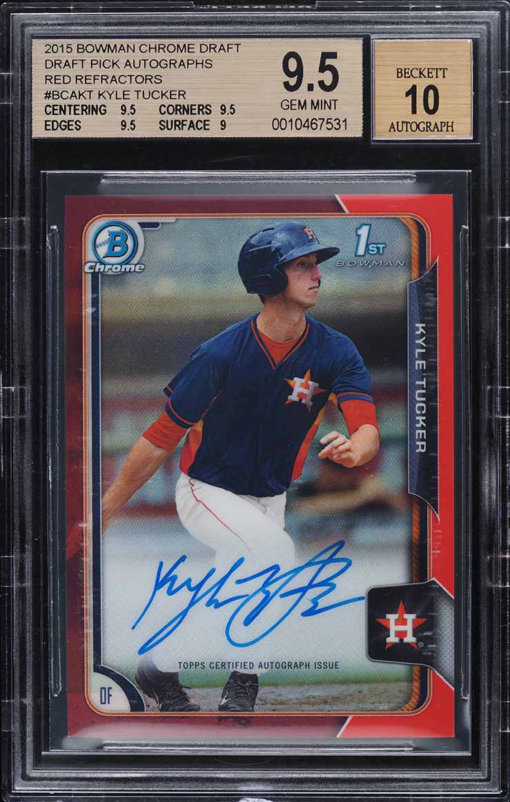 2015 Bowman Chrome Red Refractor Kyle Tucker ROOKIE AUTO 1/5 #BCA-KT BGS 9.5 GEM