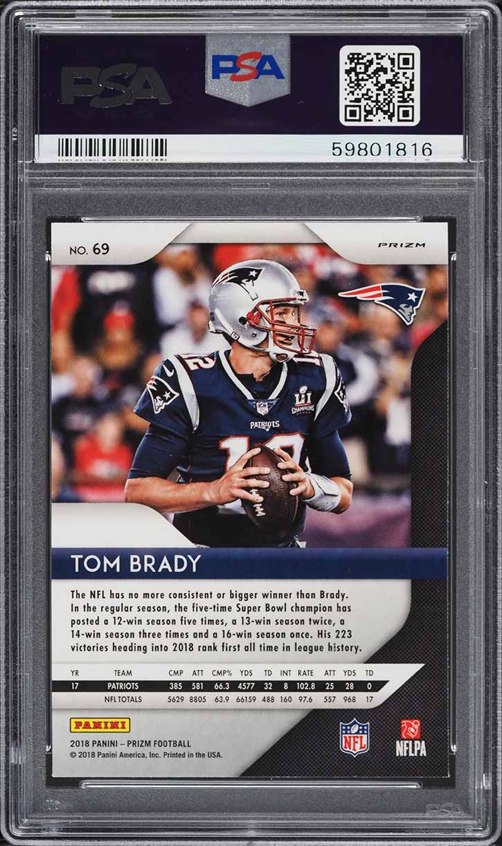 2018 Panini Prizm Green Tom Brady #69 PSA 10 GEM MINT