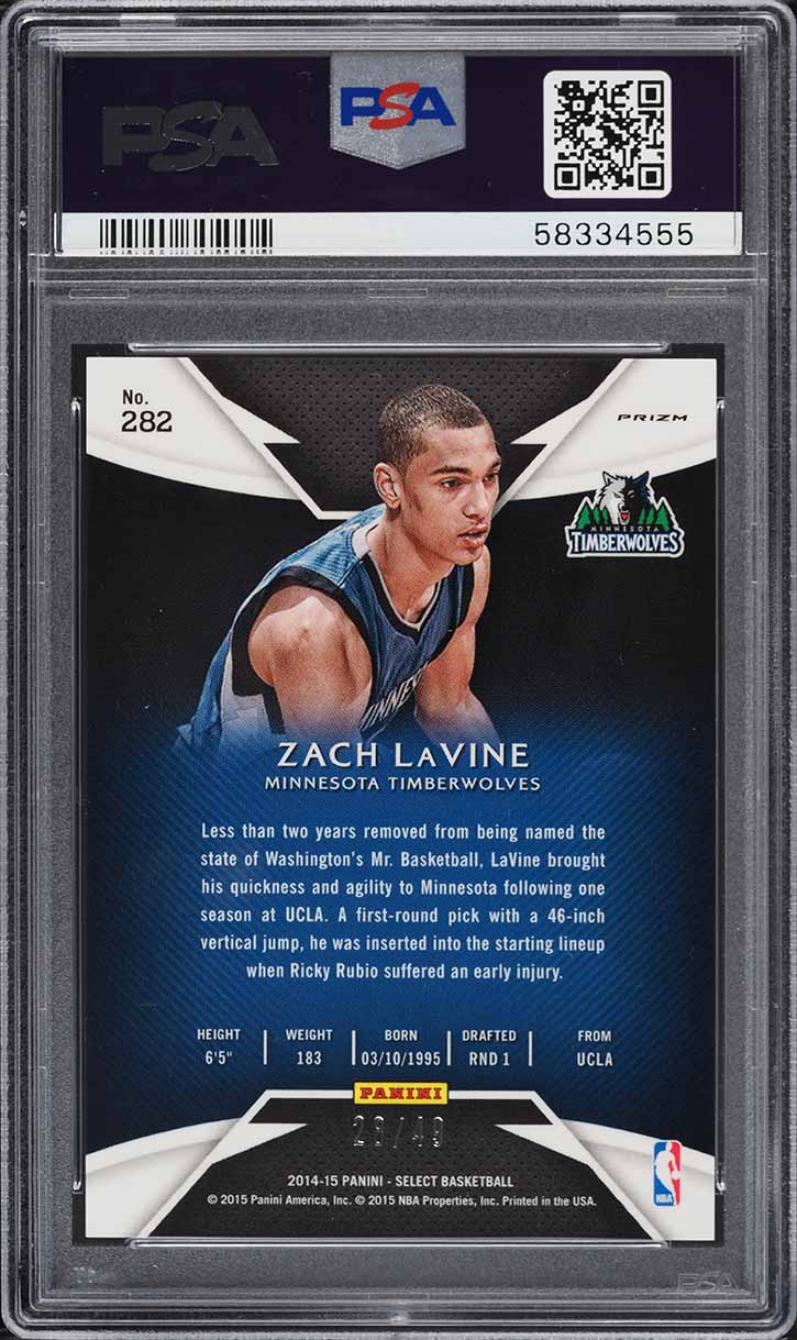 2014 Select Courtside Copper Prizm Zach LaVine ROOKIE /49 #282 PSA