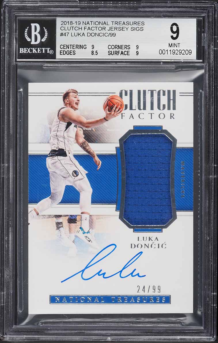 2018 National Treasures Clutch Factor Luka Doncic RC PATCH AUTO /99 #47 BGS 9