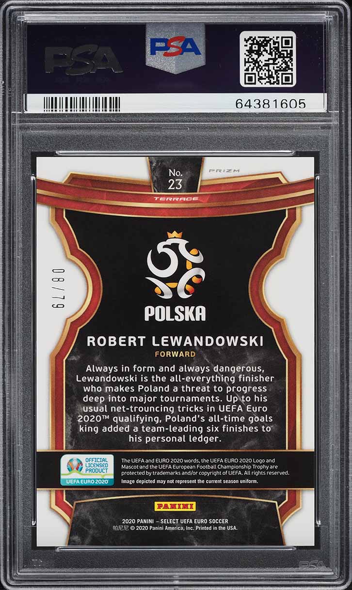 2020 Select UEFA Euro Purple Prizm Robert Lewandowski /79 #23 PSA 10 GEM MINT