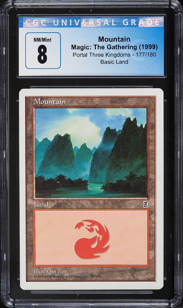 1999 Magic The Gathering MTG Portal Three Kingdoms Mountain #177 CGC 8 NM-MT