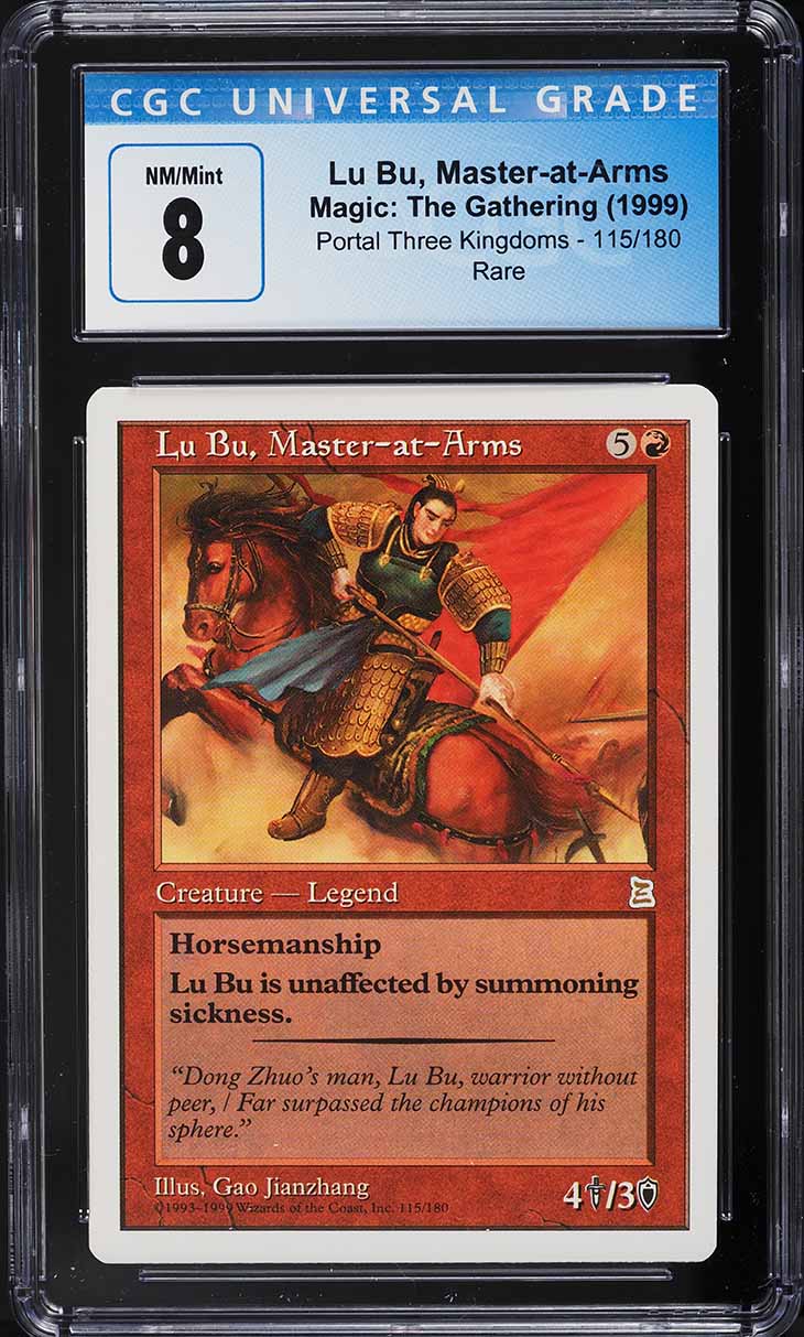 1999 Magic The Gathering Portal Three Kingdoms Lu Bu, Master-At-Arms #115 CGC 8
