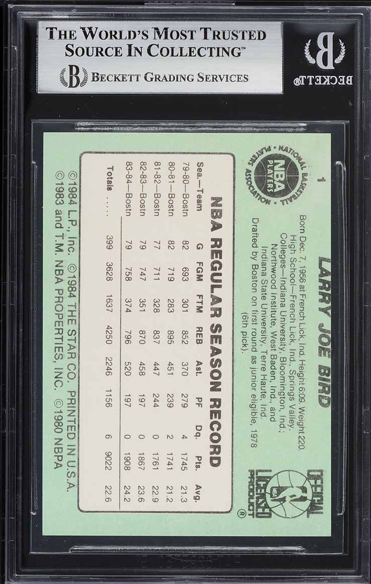 1984 Star Basketball Larry Bird #1 BGS 7.5 NRMT+
