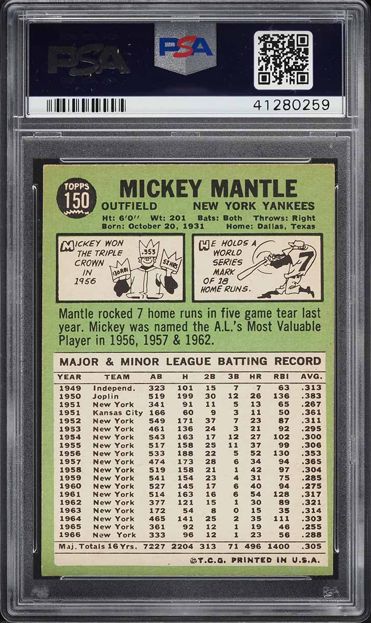 1967 Topps Mickey Mantle #150 PSA 5.5 EX+