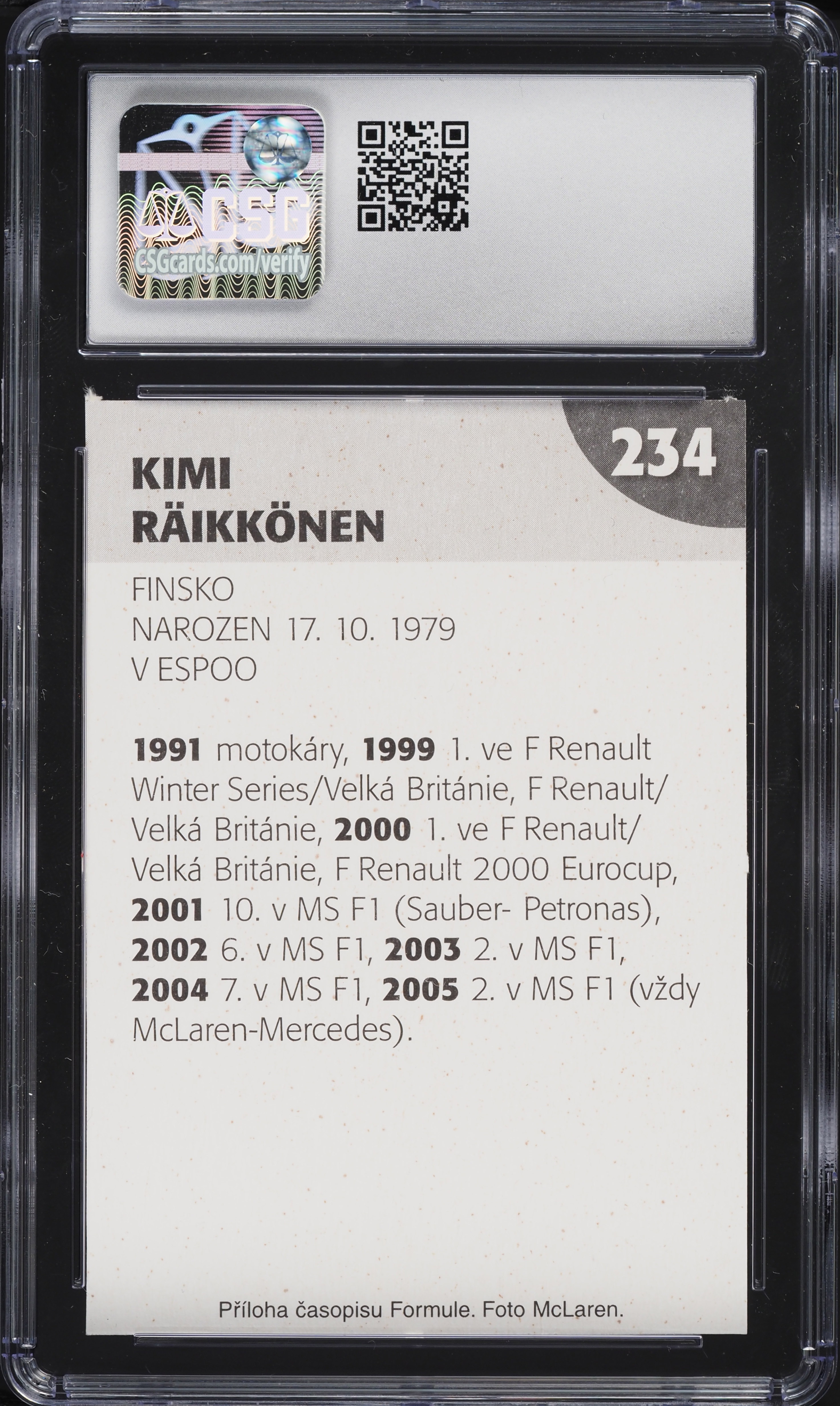 2006 Formule Kimi Raikkonen #234 CSG 9 MINT on Fanatics Collect