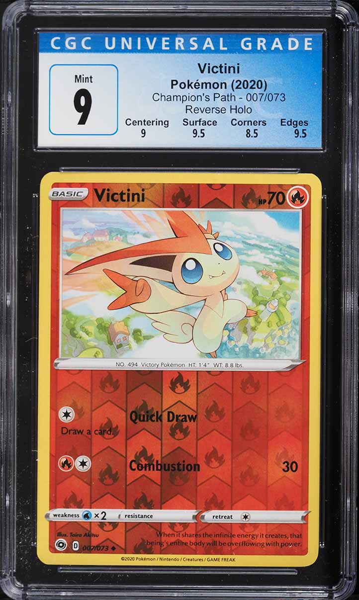 2020 Pokemon SWSH Champion's Path Reverse Holo Victini #7 CGC 9 MINT
