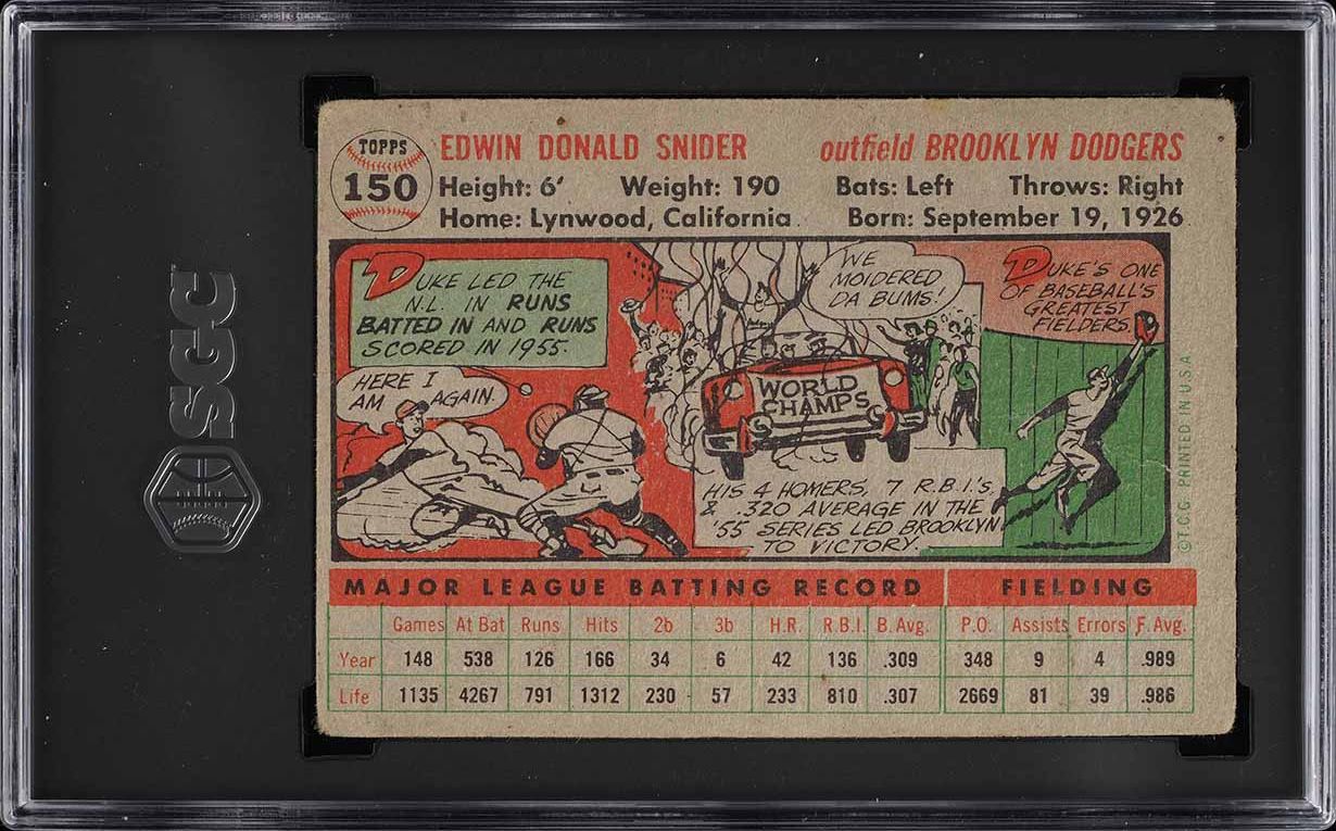 1956 Topps Duke Snider #150 SGC 1 PR