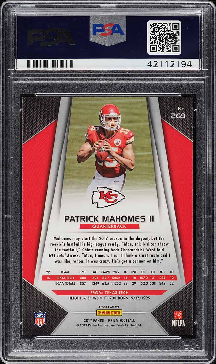 2017 Panini Prizm Silver Prizms Patrick Mahomes II ROOKIE #269 PSA 10 GEM MINT