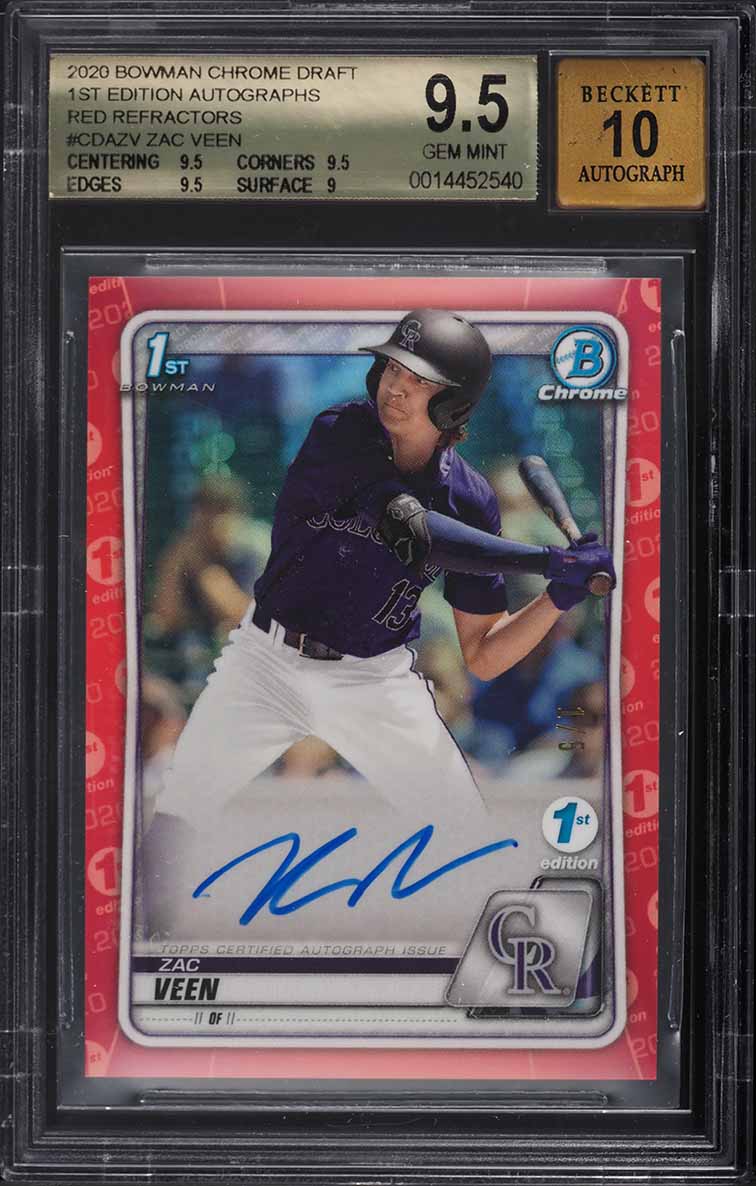 2020 Bowman Chrome 1st Edition Red Refractor Zac Veen ROOKIE AUTO