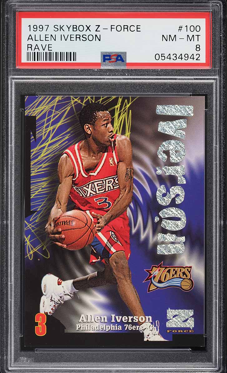 1997 Skybox Z-Force Rave Allen Iverson /399 #100 PSA 8 NM-MT on