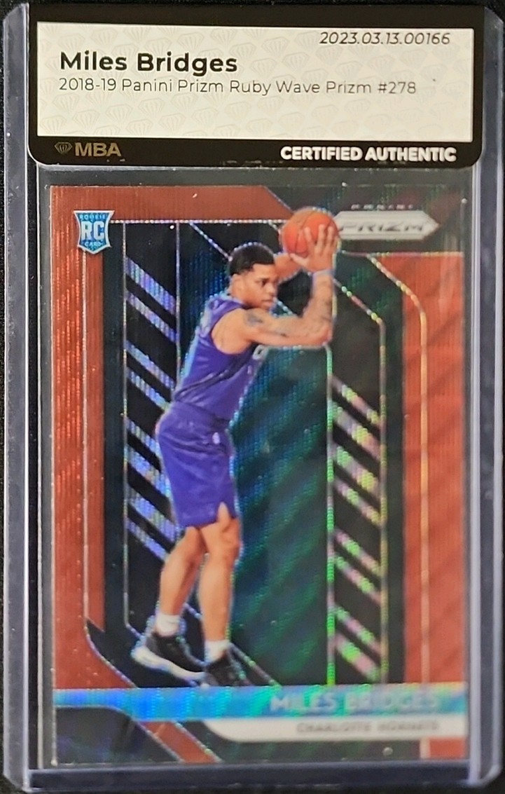 2018 Panini Prizm Ruby Wave Miles Bridges ROOKIE #278 MBA AUTH