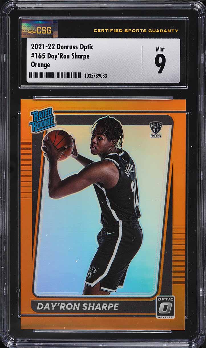 2021 Donruss Optic Orange Day'Ron Sharpe ROOKIE /199 #165 CSG 9 MINT