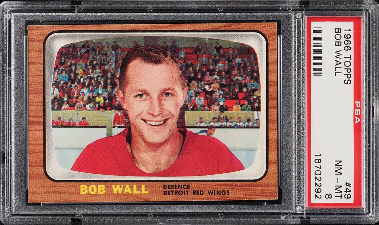 1966 Topps Hockey Bob Wall ROOKIE #49 PSA 8 NM-MT