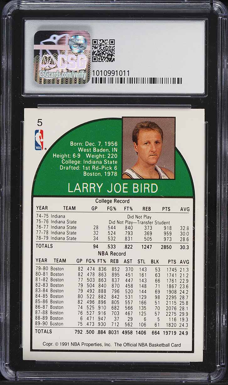 1991 Hoops Superstars Larry Bird #5 CSG 7.5 NRMT+