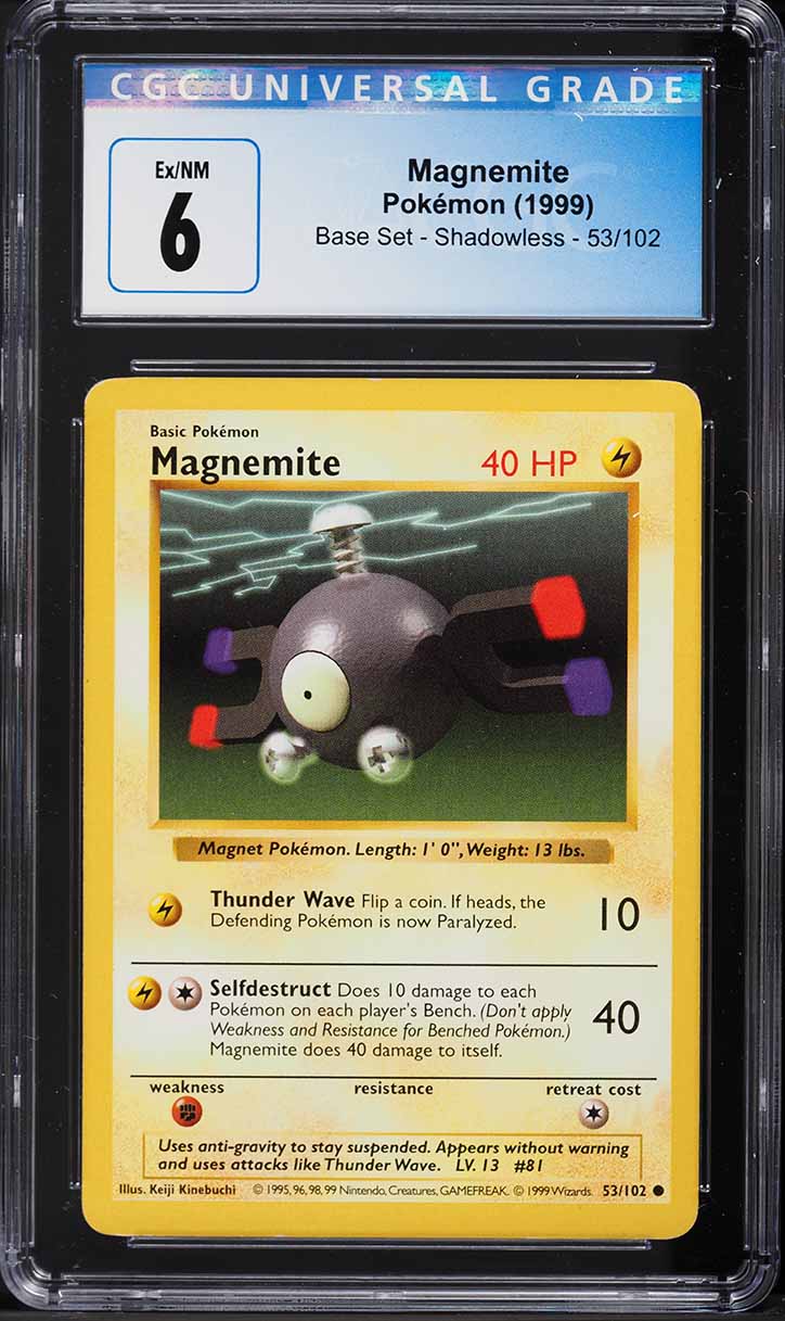 1999 Pokemon Base Set Shadowless Magnemite #53 CGC 6 EXMT