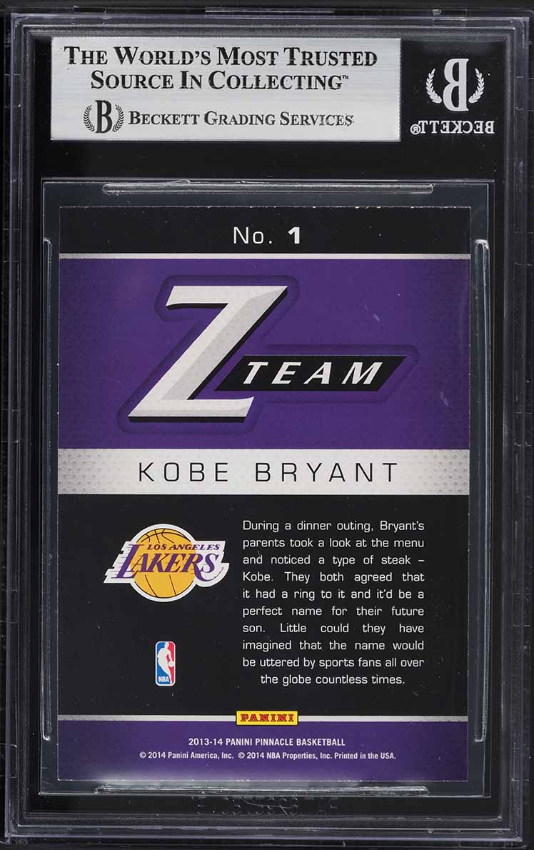 2013 Panini Pinnacle Z-Team Kobe Bryant #1 BGS 9 MINT