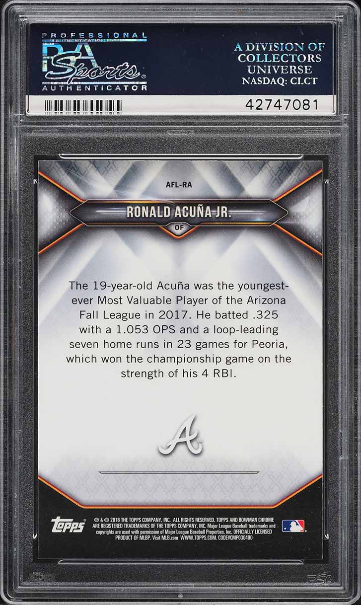 2018 Bowman Chrome '17 Arizona Fall League Stars Ronald Acuna Jr. ROOKIE PSA 10