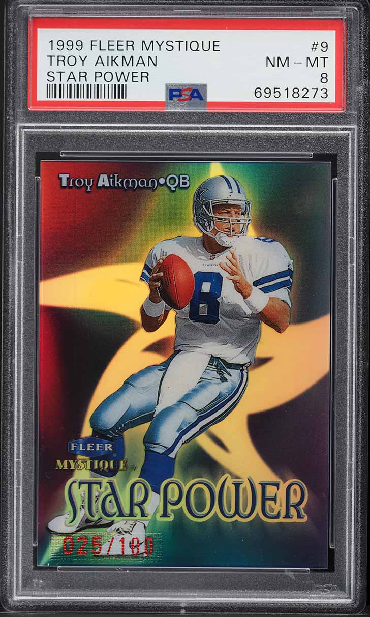 1999 Fleer Mystique Star Power Troy Aikman /100 #9 PSA 8 NM-MT on