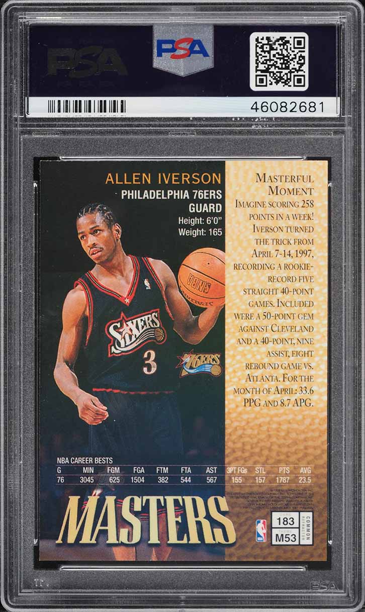 1997 Finest Refractor Allen Iverson #183 PSA 9 MINT on Fanatics