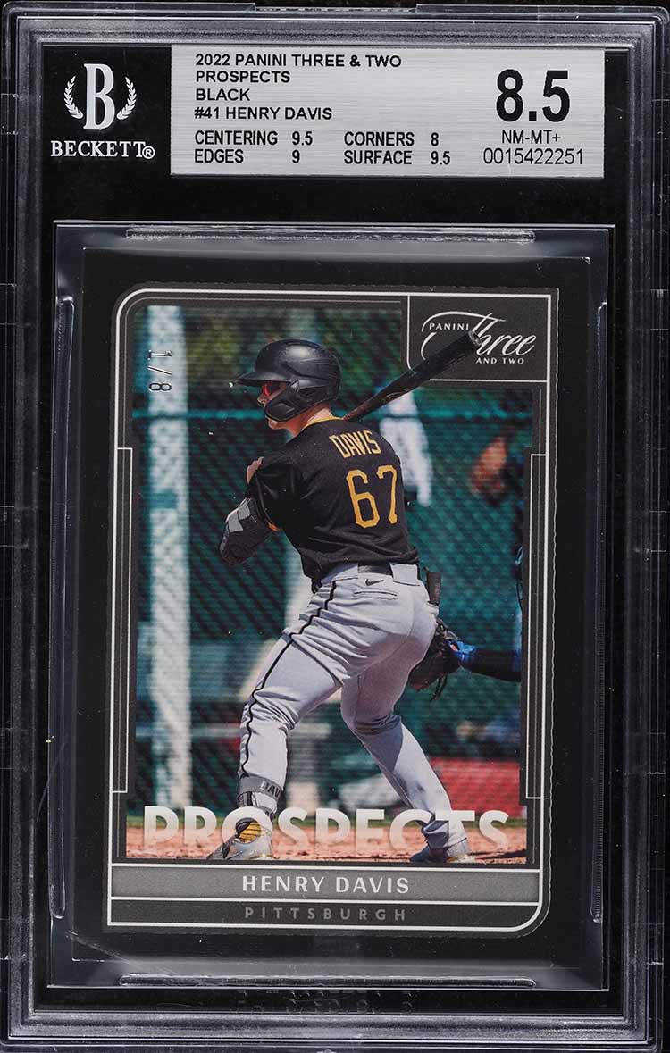 2022 Panini Three and Two Prospects Black Henry Davis ROOKIE 1/8 #41 BGS 8.5