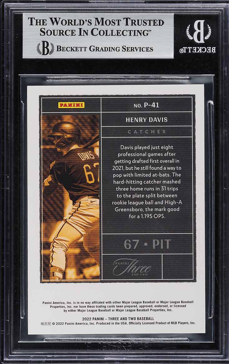 2022 Panini Three and Two Prospects Black Henry Davis ROOKIE 1/8 #41 BGS 8.5