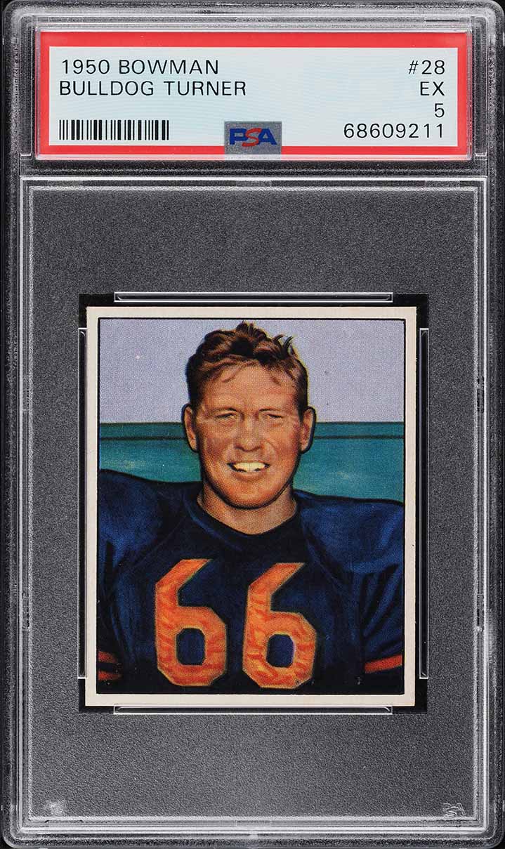 1950 Bowman Football Bulldog Turner #28 PSA 5 EX