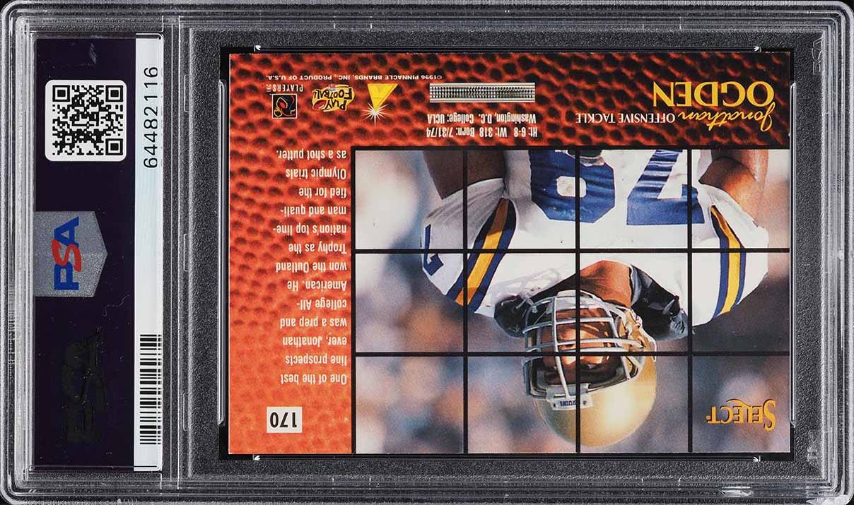 1996 Select Football Jonathan Ogden ROOKIE #170 PSA 10 GEM MINT