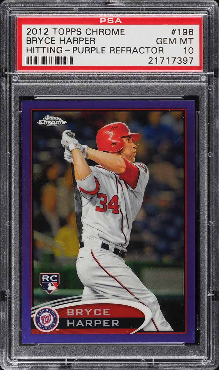 2012 Topps Chrome Purple Refractor Bryce Harper ROOKIE #196 PSA 10 GEM MINT