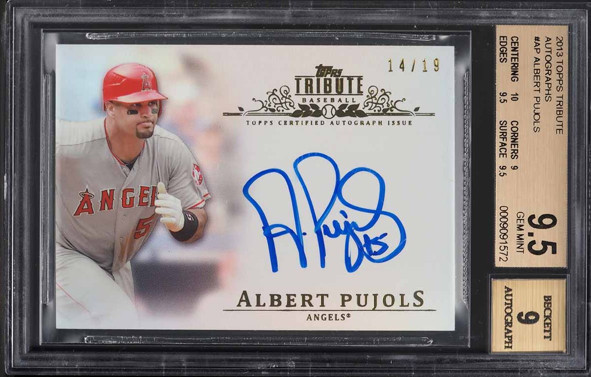 2013 Topps Tribute Albert Pujols AUTO /19 #TA-AP BGS 9.5 GEM MINT