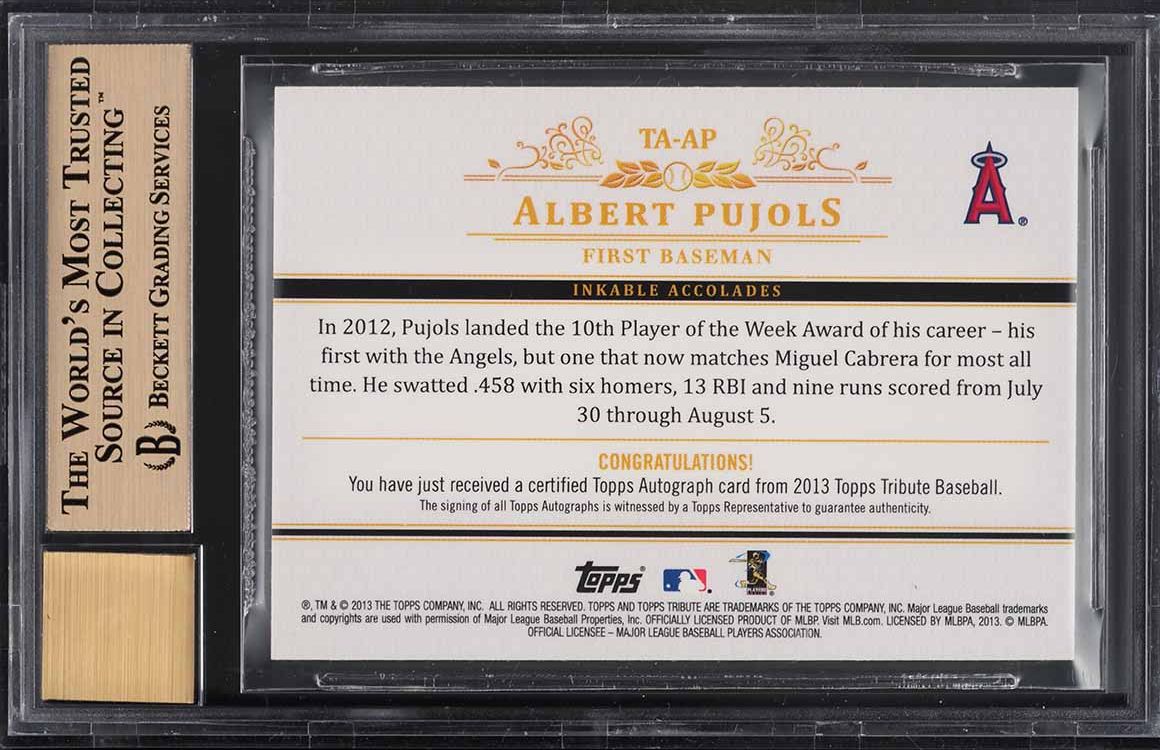 2013 Topps Tribute Albert Pujols AUTO /19 #TA-AP BGS 9.5 GEM MINT