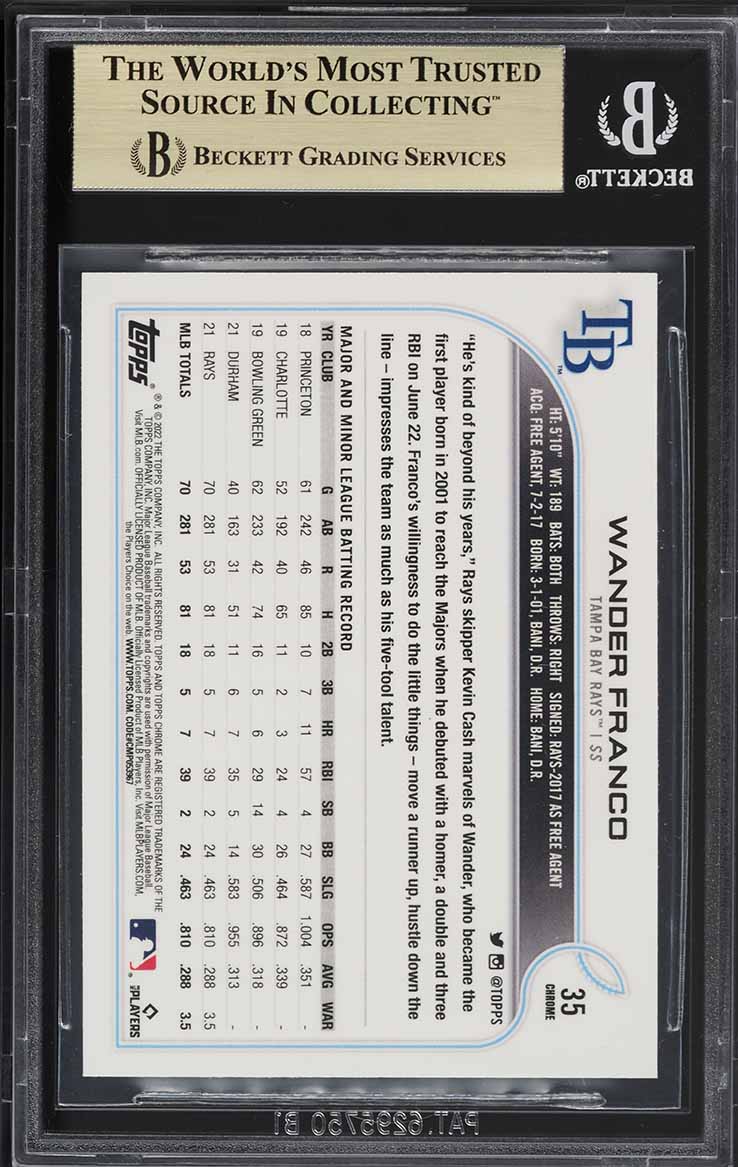 2022 Topps Chrome Wander Franco ROOKIE #35 BGS 9.5 GEM MINT