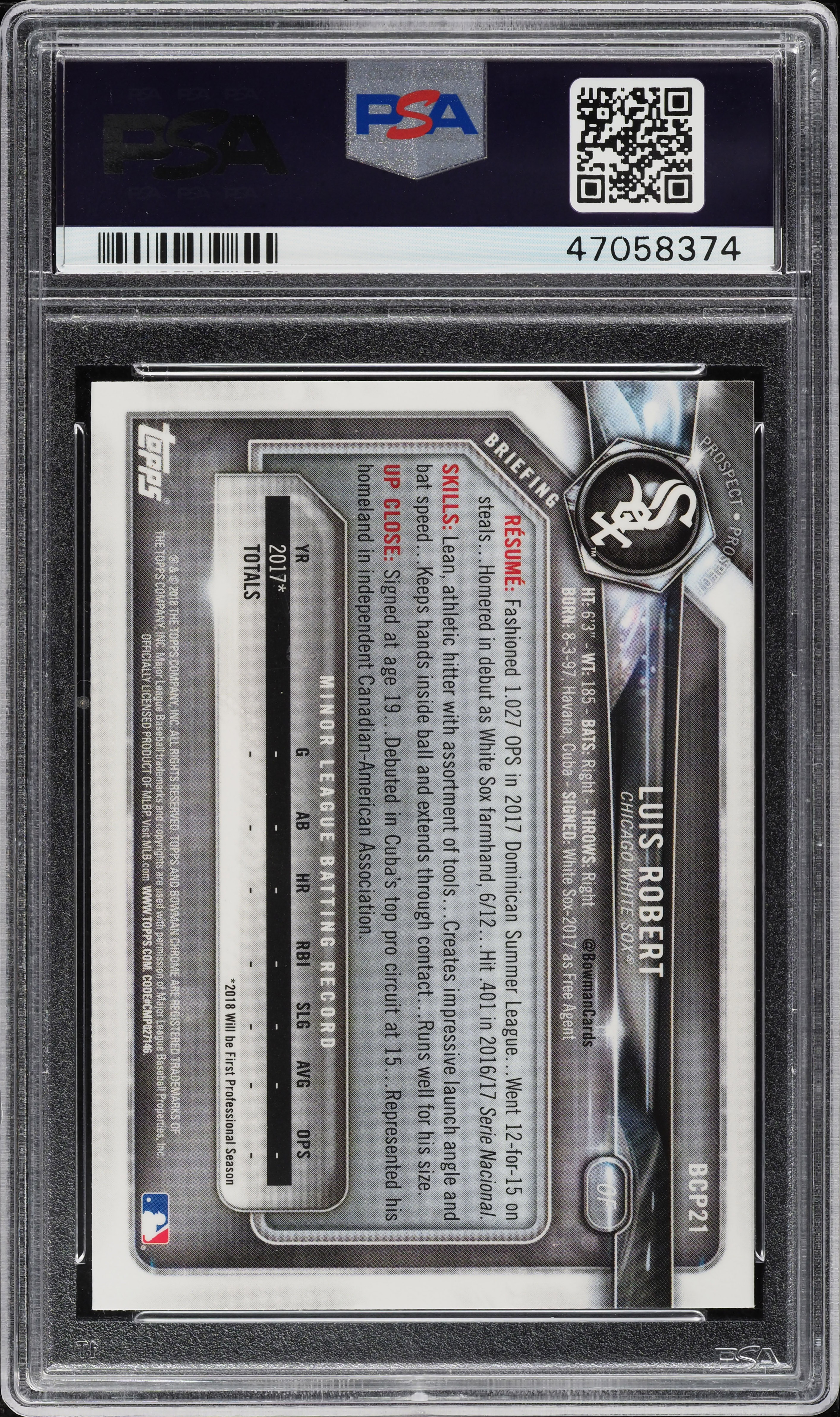 2018 Bowman Chrome Prospects Luis Robert ROOKIE #BCP21 PSA 9 MINT