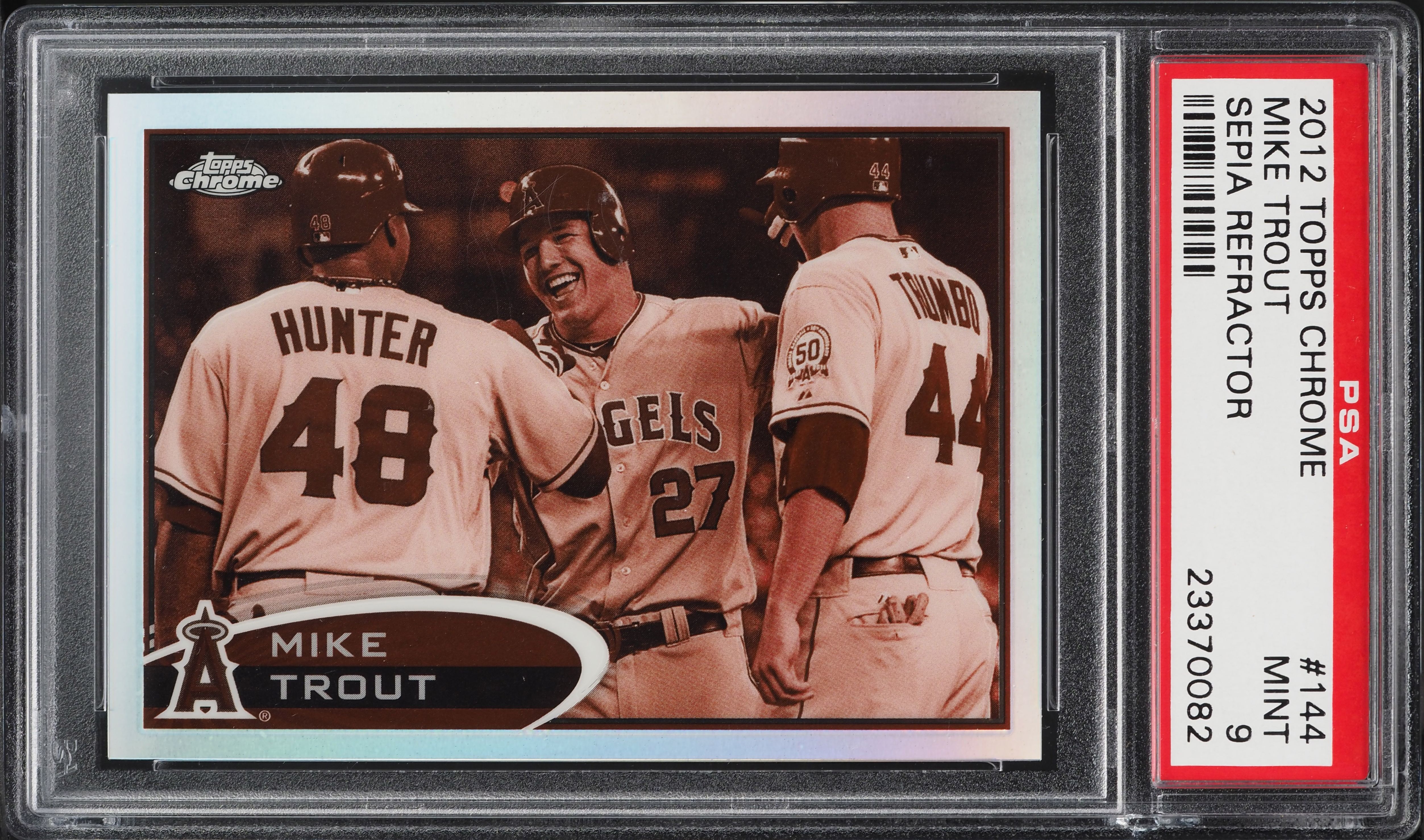 2012 Topps Chrome Sepia Refractor Mike Trout ROOKIE /75 #144 PSA 9