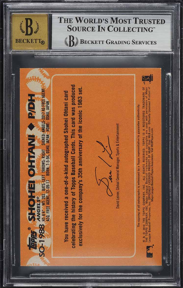 2018 Topps Transcendent Through the Years Shohei Ohtani ROOKIE AUTO 1/1 BGS 9